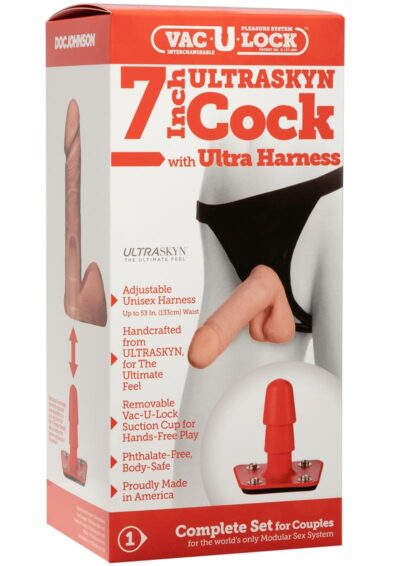 Vac-U-Lock Ultraskyn Cock with Ultra Harness 7in - Vanilla