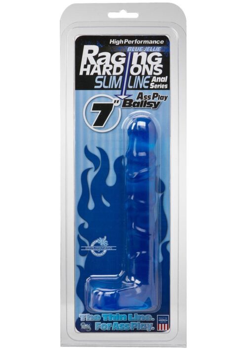 Raging Hard-Ons - Slimline Anal Series - Ass Play Ballsy Dildo with Balls 7in - Cobalt Blue