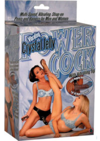 Crystal Jelly Power Cock Vibrating Strap-On Harness with Hollow Dildo - Smoke/Black