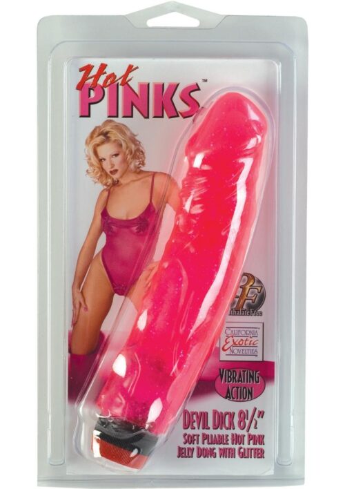 Hot Pinks Devil Dick Vibrating Dildo 8in - Pink