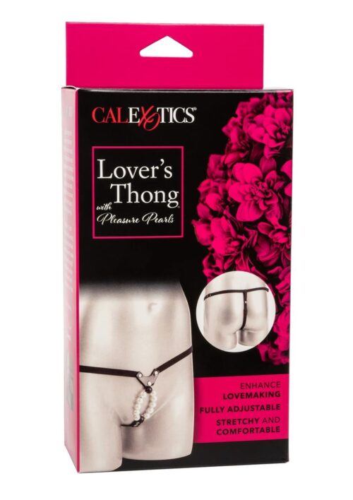 Lover`s Vibrating Thong with Pleasure Pearls - Black
