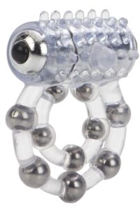 10 Bead Maximus Ring Vibrating Cock Ring - Clear