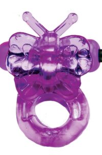 Purrfect Pets Buzzy Butterfly Silicone Stimulator with Vibrating Bullet - Purple