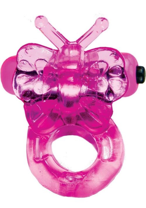 Purrfect Pets Buzzy Butterfly Silicone Stimulator with Vibrating Bullet - Magenta