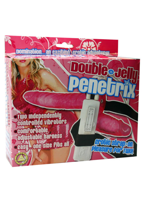 DOUBLE JELLY PENETRIX ADJUSTABLE HARNESS and VIBRATOR PINK