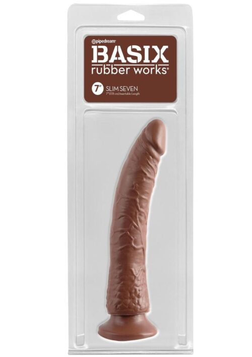 Basix Dong Slim 7 with Suction Cup 7in - Brown