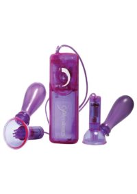 Fetish Fantasy Series Vibrating Nipple Pumps with Remote Control - Purple