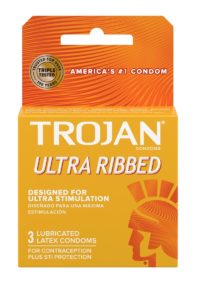 Trojan Condom Stimulations Ultra Ribbed Lubricated 3 Pack