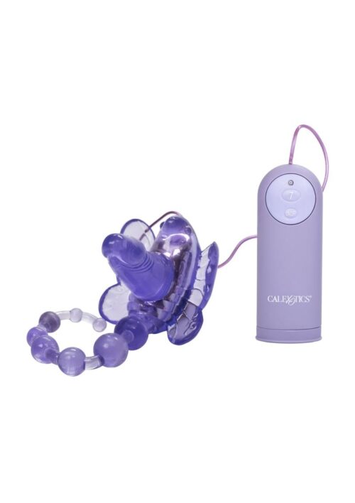Venus Butterfly Venus Penis Vibrator With Anal Beads and Remotre Control - Purple