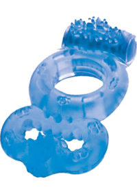 The MachO Double Ring Vibrating Ball and Cock Ring - Blue