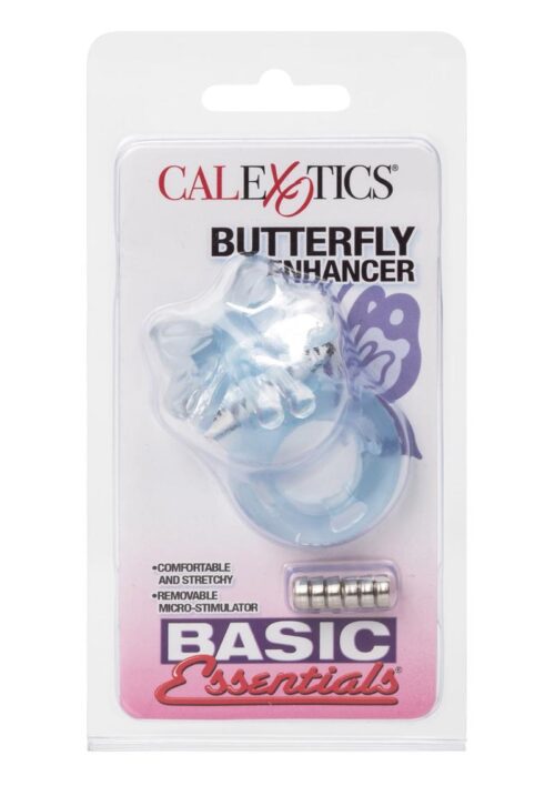 Basic Essentials Butterfly Enhancer Vibrating Cock Ring with Clitoral Stimulation - Pink