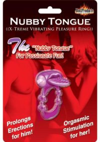Nubbie Tongue Vibrating Silicone Cock Ring Waterproof Purple