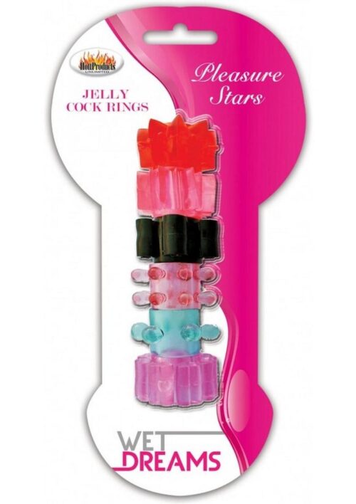Pleasure Stars Jelly Cock Rings 6 Pack Assorted Colors