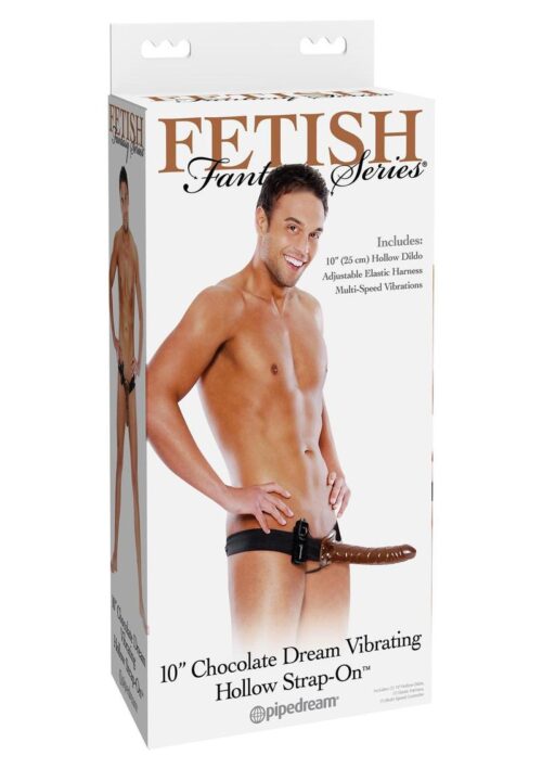 Fetish Fantasy Series Chocolate Dream Vibrating Hollow Strap-On 10in - Brown
