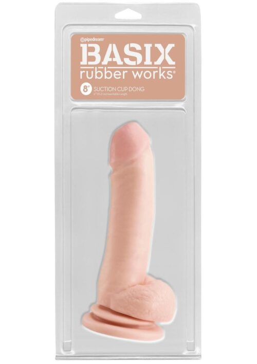 Basix Rubber Works Suction Cup Dong 8in - Flesh