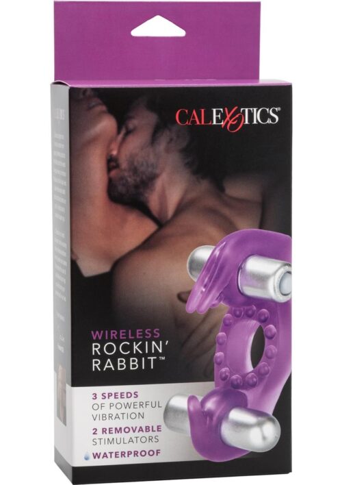 Wireless Rocking Rabbit Vibrating Cock Ring with Clitoral Stimulation - Purple