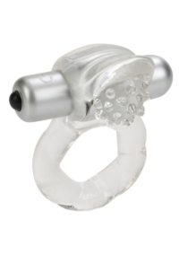 Nubby Lover`s Delight Vibrating Cock Ring Cock Ring with Clitoral Stimulation - Clear