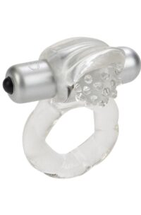 Nubby Lover`s Delight Vibrating Cock Ring Cock Ring with Clitoral Stimulation - Clear