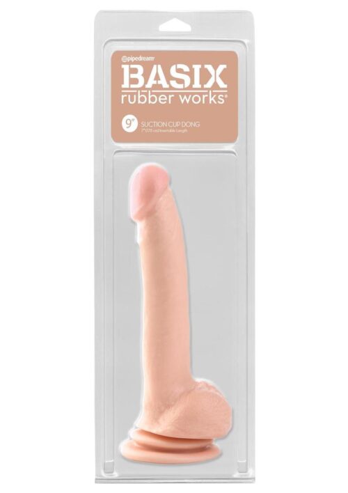 Basix Rubber Works Suction Cup Dong 9in - Flesh