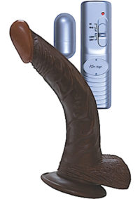 All American Whoppers Vibrating Dildo with Balls and Bullet 8in - Chocolate