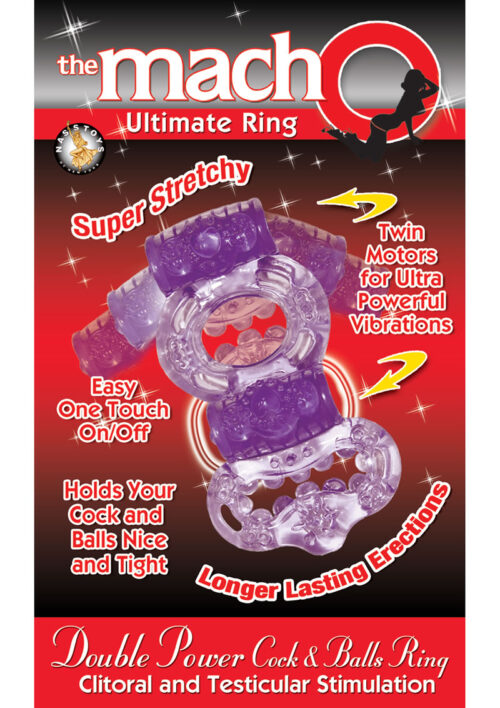 The MachO Ultimate Ring Double Power Cock and Ball Vibrating Cock Ring - Purple