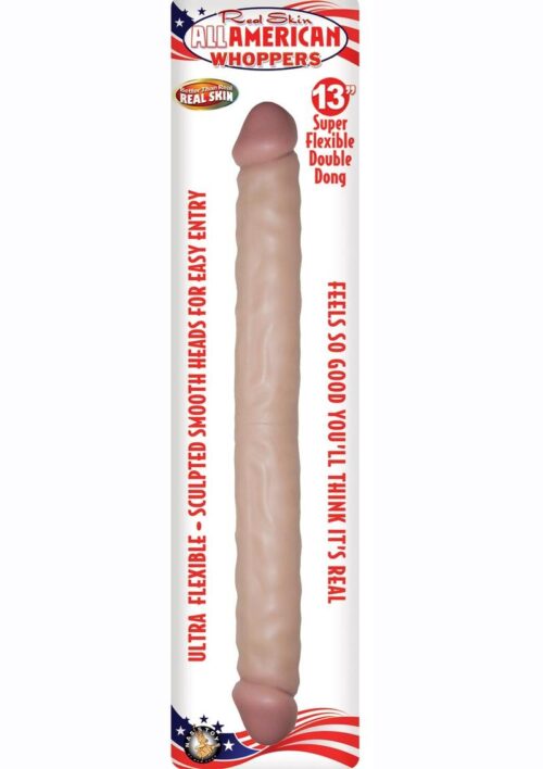 Real Skin All American Whoppers Double Dildo Dildo 13in - Vanilla