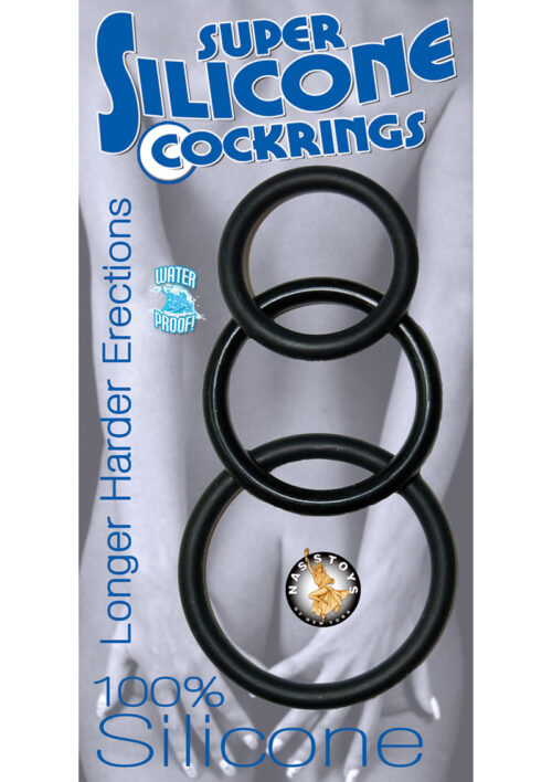 Super Silicone Cock Rings (3 Pack ) - Black