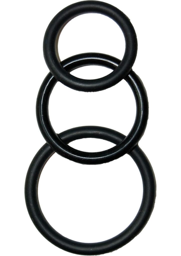 Super Silicone Cock Rings (3 Pack ) - Black