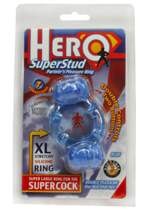 Hero Super Stud Partners Pleasure Silicone Cock Ring XL - Blue