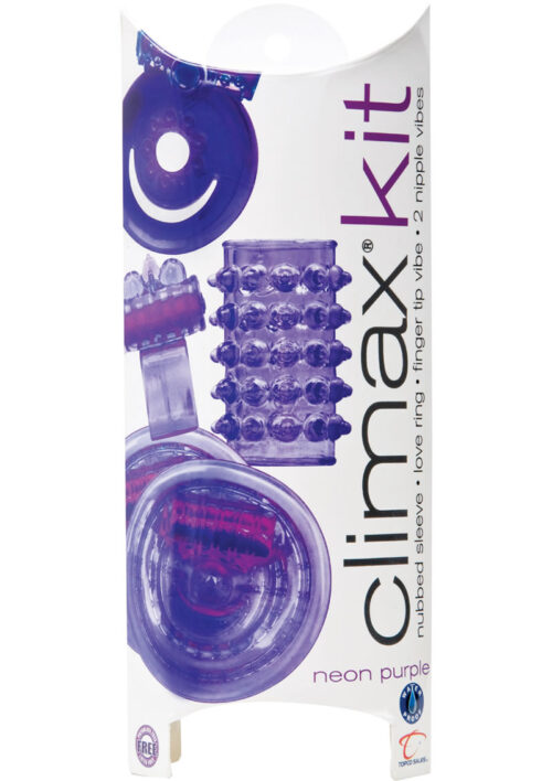 Climax Kit Vibrator and Cock Rings Neon Purple