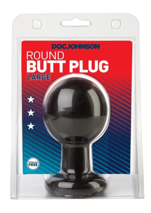 Doc Johnson Round Butt Plug - Large - Black