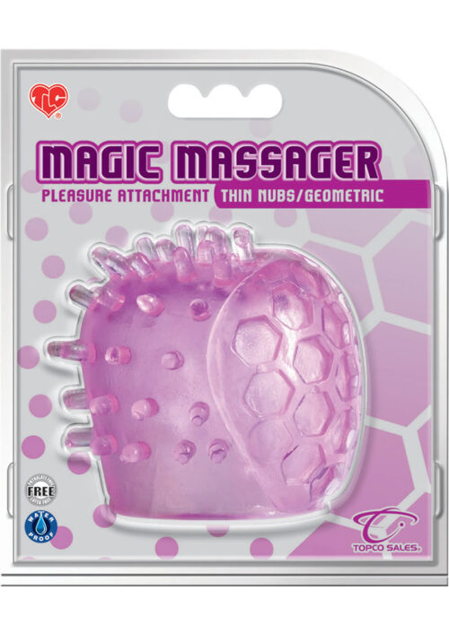 Magic Massager Thin Nubs And Geometric Pleasure Attachment Waterproof Purple