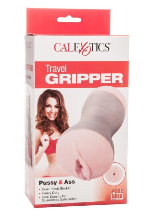 Travel Gripper Dual Density Stroker - Pussy and Ass - Pink