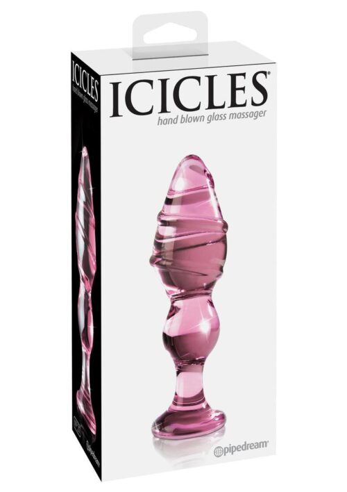 Icicles No. 27 Textured Glass Anal Plug 5.75in - Pink