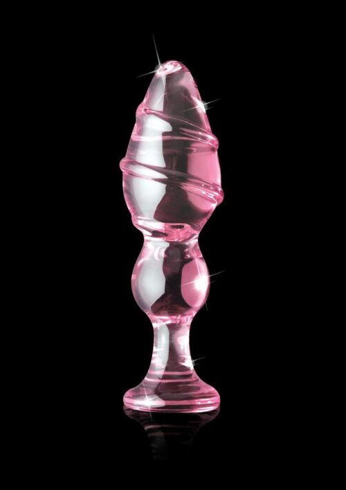 Icicles No. 27 Textured Glass Anal Plug 5.75in - Pink