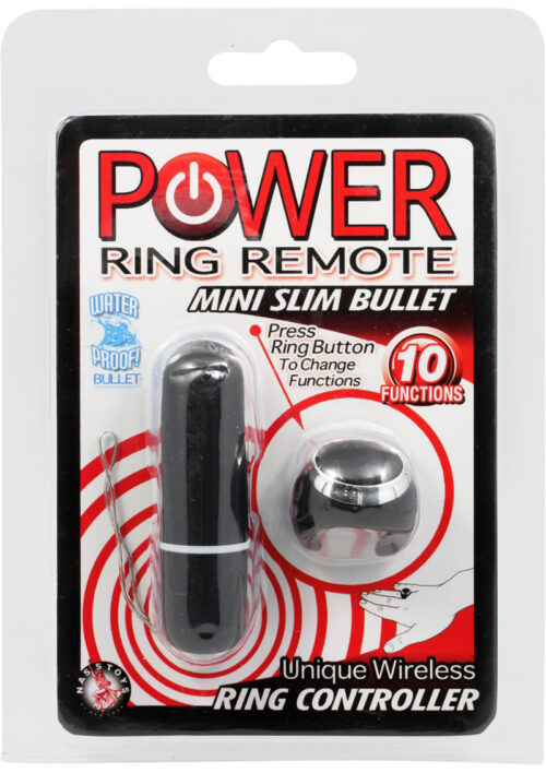 Power Mini Slim Bullet with Remote Ring - Black