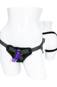 Sex and Mischief Strap-On and Silicone Dildo Kit - Black/Purple