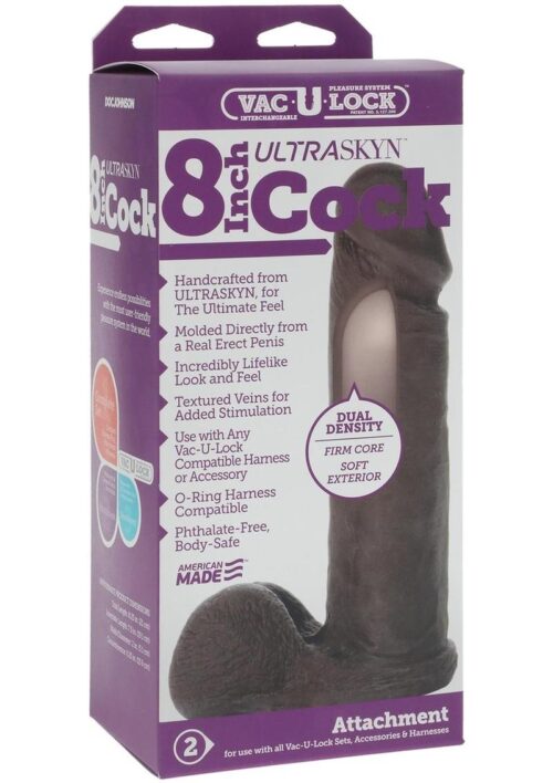 Vac-U-Lock Ultraskyn Dildo 8in - Chocolate