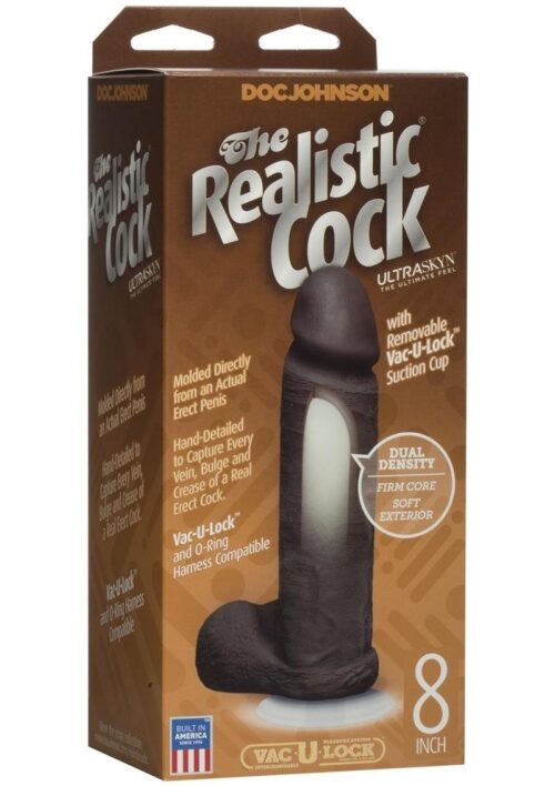 The Realistic Cock Ultraskyn Dildo 8in - Chocolate