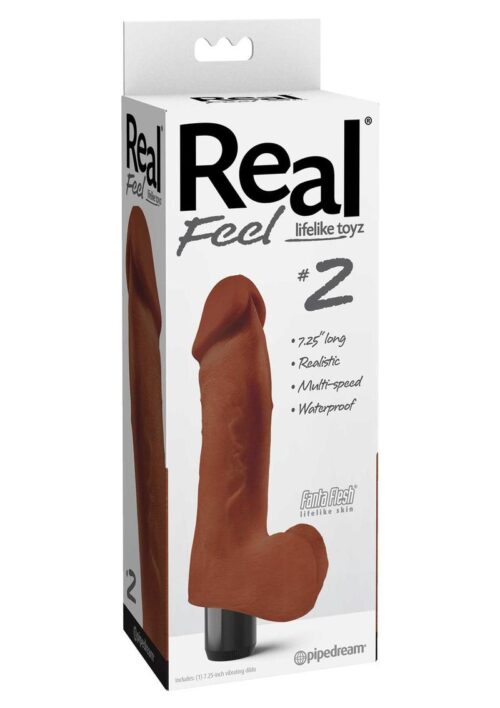 Real Feel Lifelike Toyz No. 2 Realistic Vibrating Dildo with Balls 8in - Chocolate