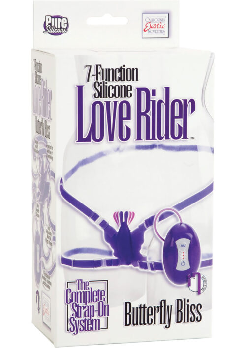 Love Rider Butterfly Bliss Silicone Strap-On With Remote Control - Purple