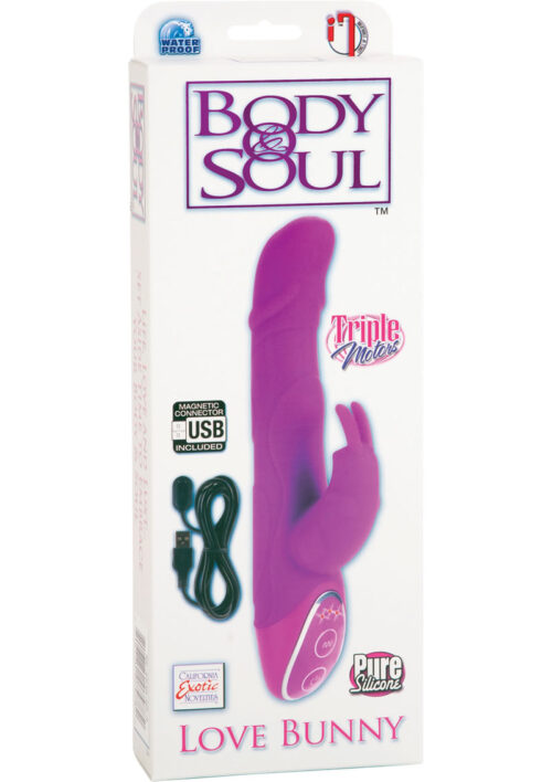 Body and Soul Triple Motor Love Bunny Silicone Vibrator Waterproof Pink