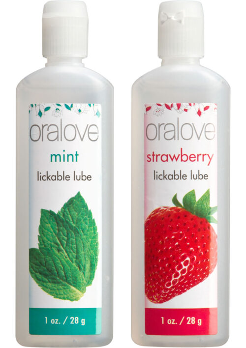 Oralove Delicious Duo Lickable Strawberry and Mint Lubricant 1oz (2 per set)
