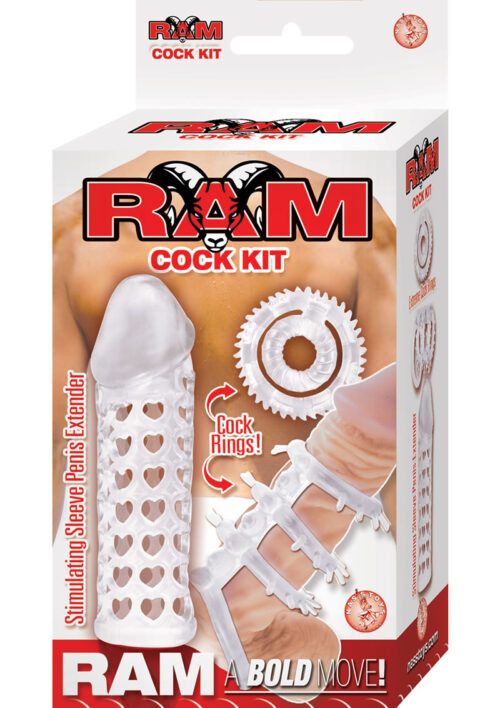 Ram Cock Kit Sleeve Extender And Cock Ring - Clear
