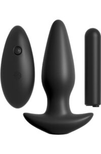 Anal Fantasy Collection Remote Control Silicone Plug Waterproof 4in - Black