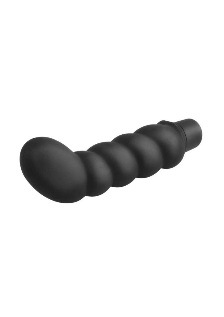 Anal Fantasy Collection Ribbed P-Spot Silicone Vibe Waterproof 4in - Black