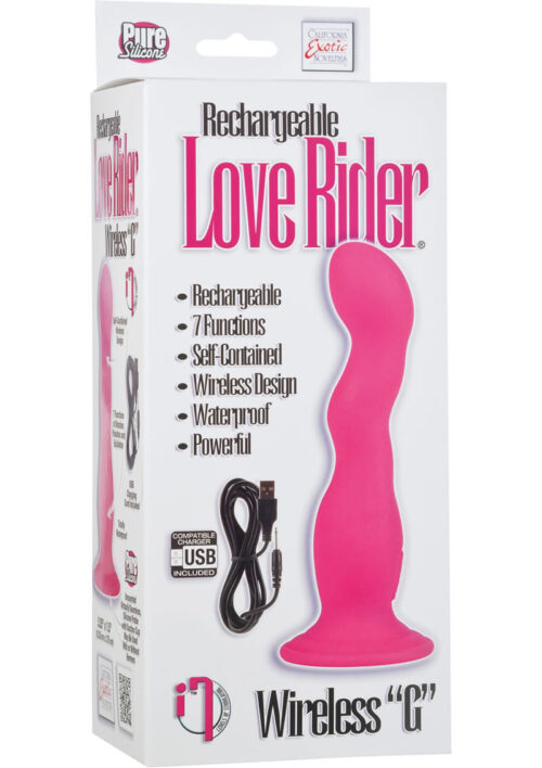 Rechargeable Love Rider Wireless G Silicone Vibrator Waterproof Pink 5.25 Inch