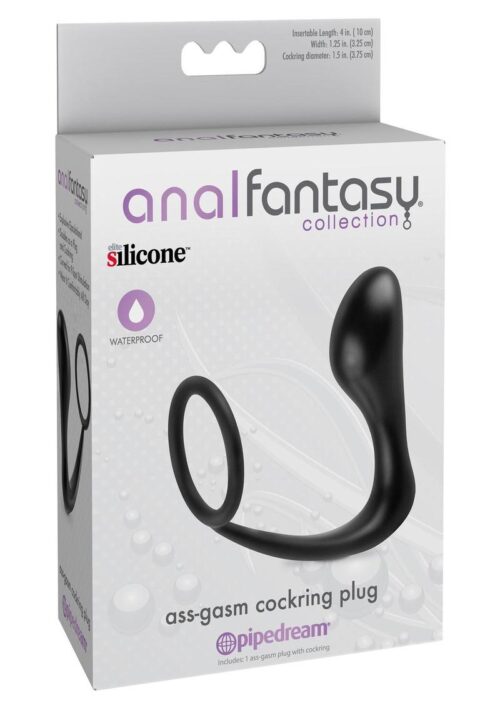 Anal Fantasy Collection Ass-Gasm Cockring Plug 4in - Black