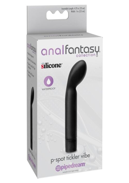 Anal Fantasy Collection P-Spot Tickler Silicone Vibe Waterproof 4.75in - Black