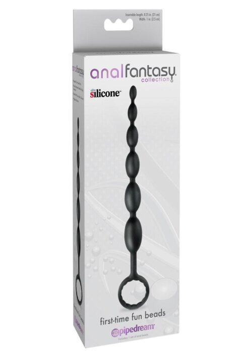 Anal Fantasy Collection Silicone First Time Fun Beads 8.25in - Black